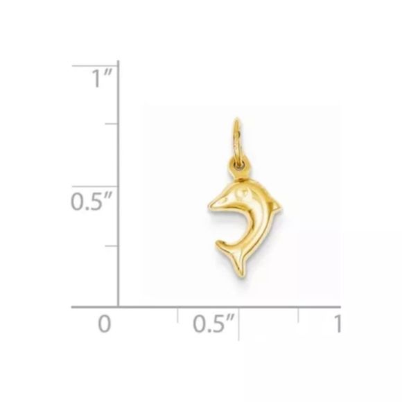 14K SOLID Gold Dolphin Charm Pendant NEW - Picture 2 of 2